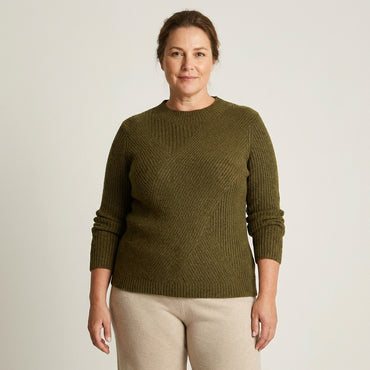 Sweater Verde oliva cuello redondo - Lorenzo di Pontti