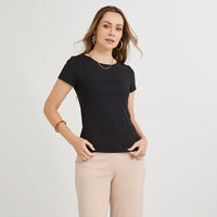 Polera Manga Corta Básica Lisa Negro