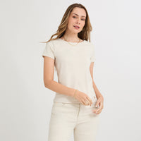 Polera Manga Corta Básica Lisa Arena