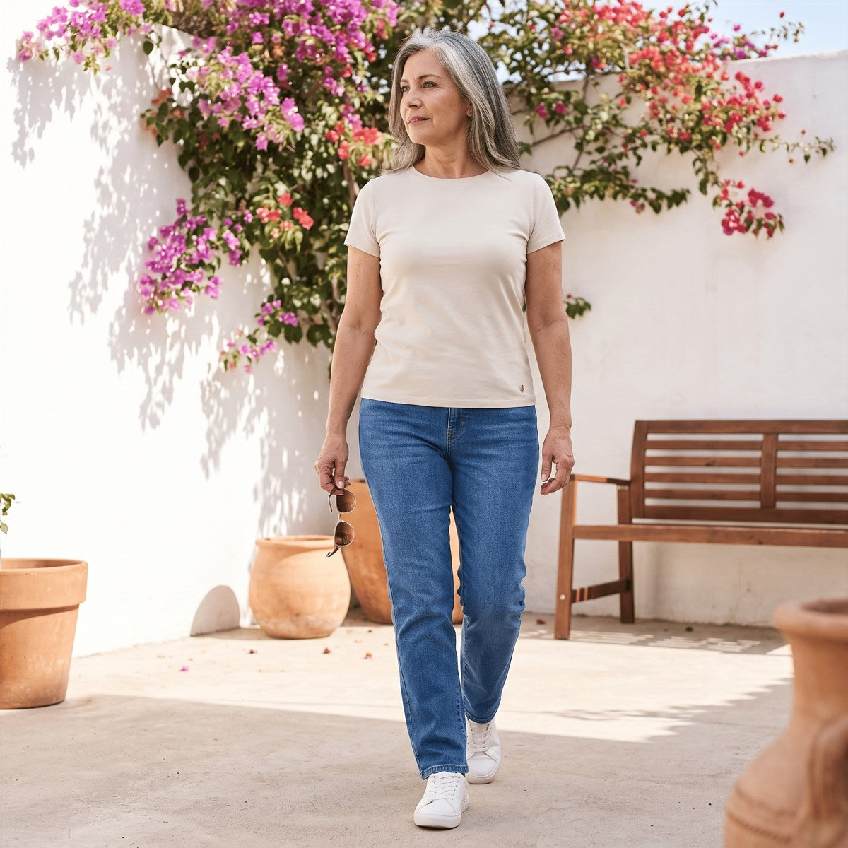 Polera Manga Corta Básica Lisa Arena lifestyle