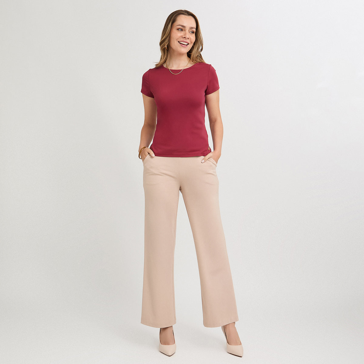 Polera Manga Corta Básica Lisa Rojo