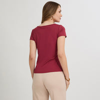 Polera Manga Corta Básica Lisa Rojo