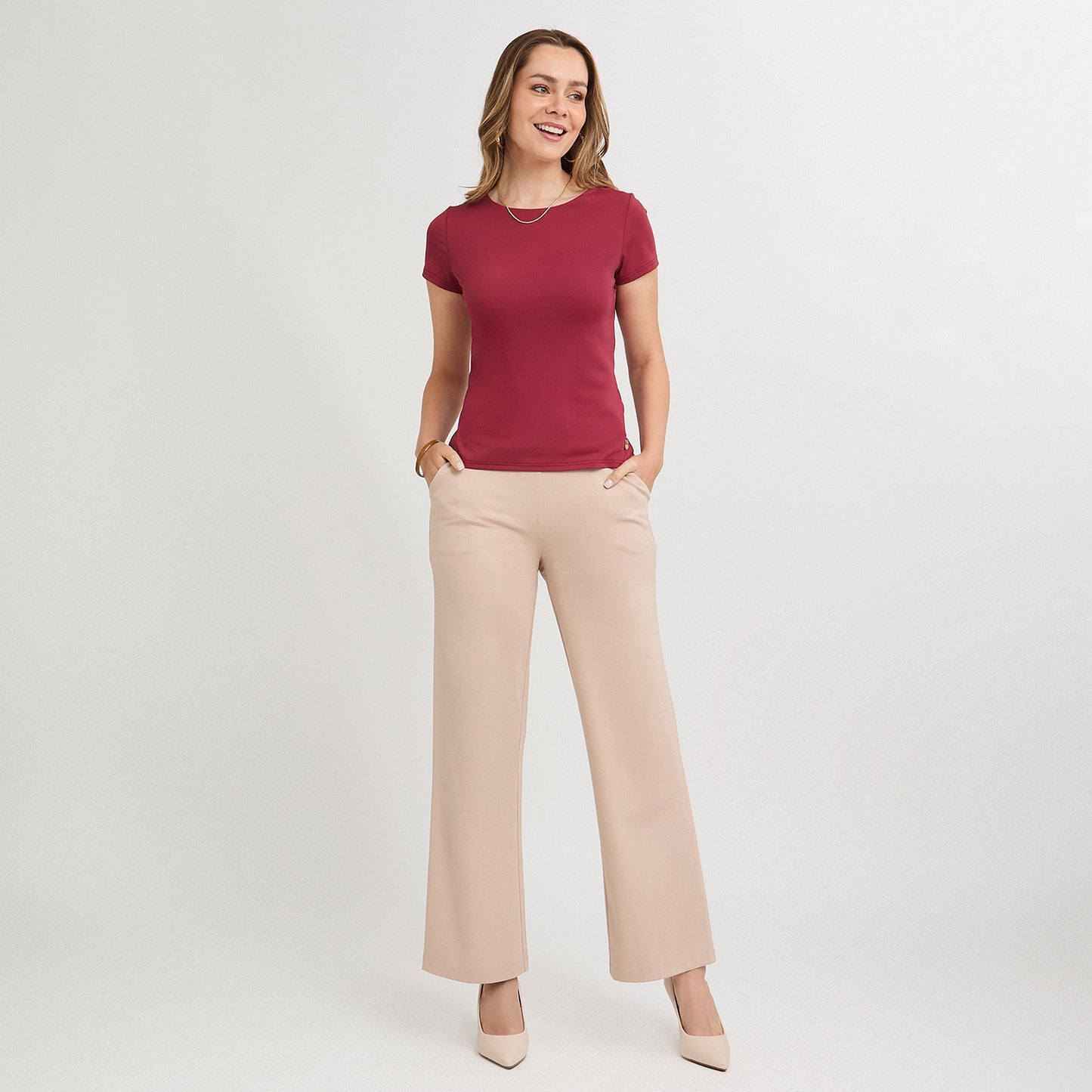 Polera Manga Corta Básica Lisa Rojo