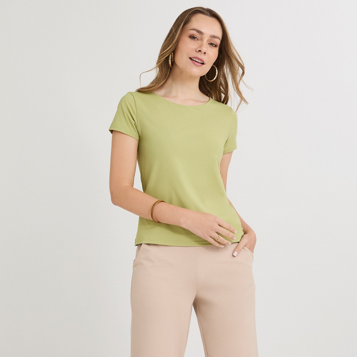 Polera Manga Corta Básica Lisa Verde