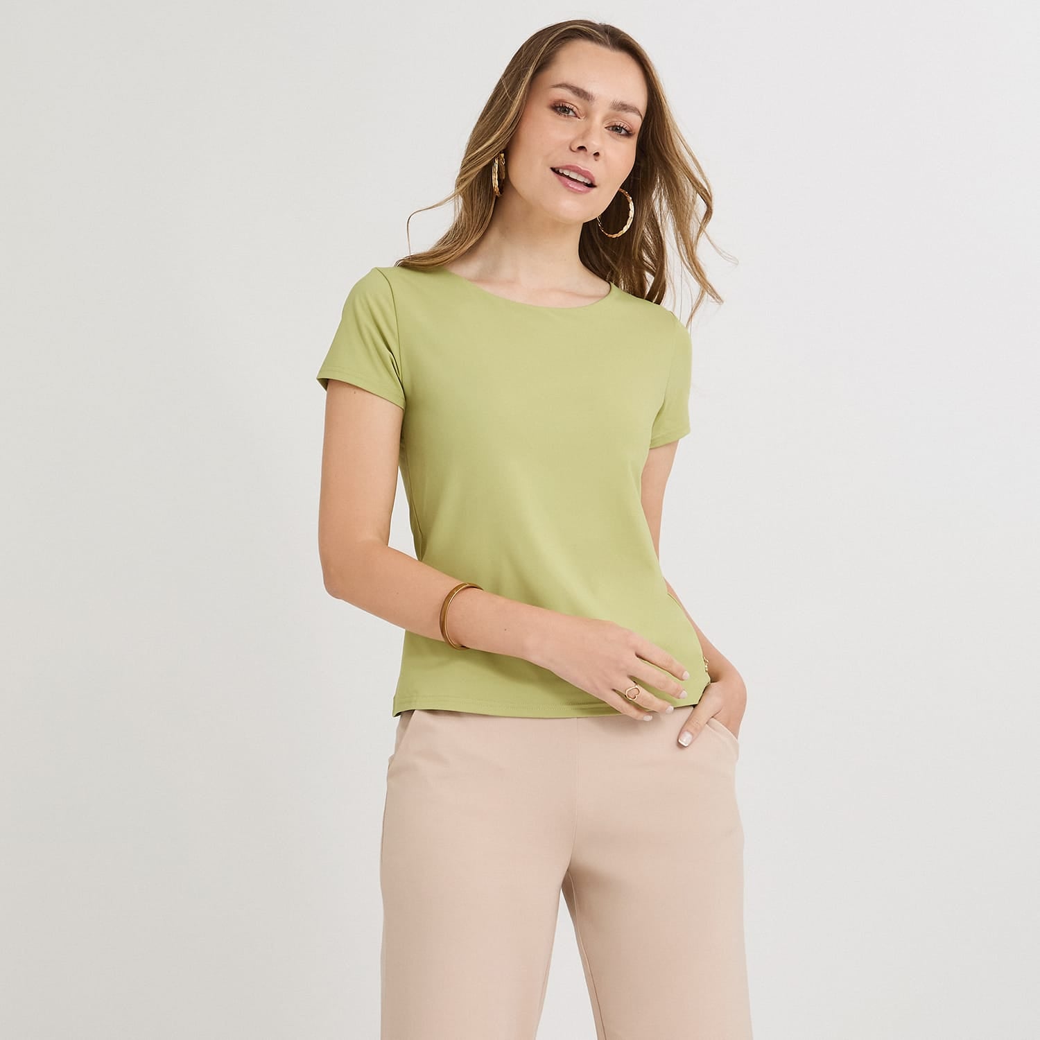 Polera Manga Corta Básica Lisa Verde