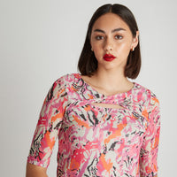 Polera Mesh Manga 3/4 Naranja