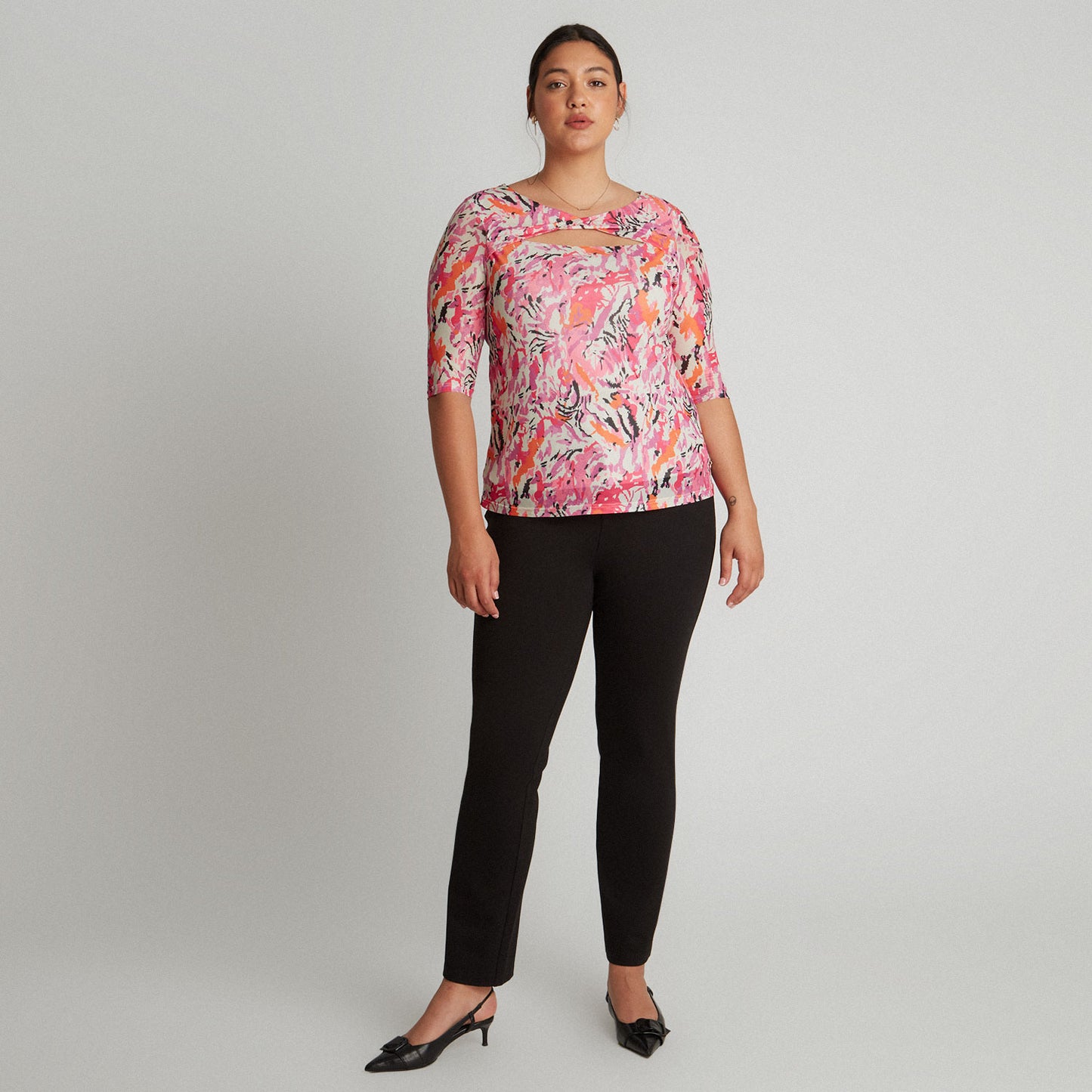 Polera Mesh Manga 3/4 Naranja