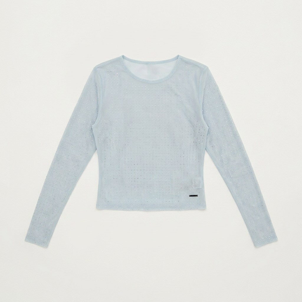 Polera mesh manga larga con strass | Acuarela en plano