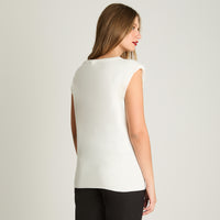 Polera Tejida Escote Redondo Sin Mangas Crudo Lorenzo Di Pontti