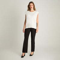 Polera Tejida Escote Redondo Sin Mangas Crudo Lorenzo Di Pontti