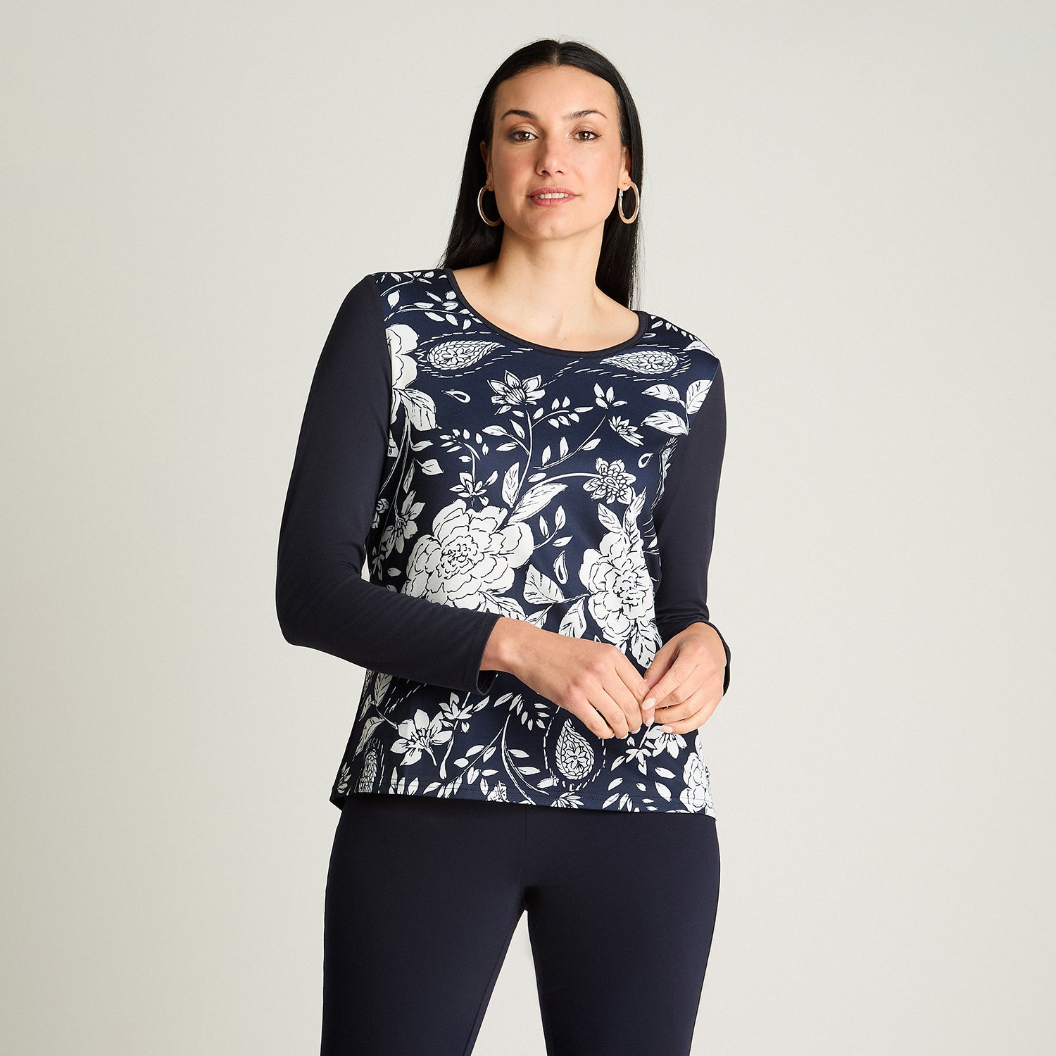 Polera Manga Larga Estampada Azul Lorenzo Di Pontti