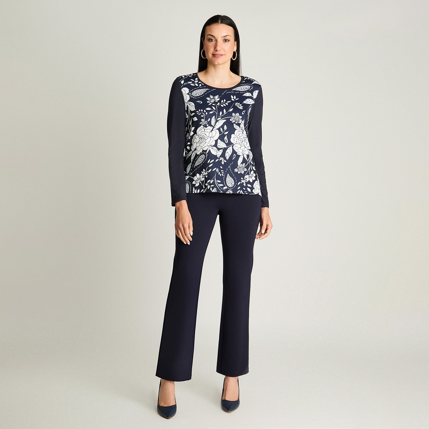 Polera Manga Larga Estampada Azul Lorenzo Di Pontti