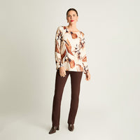 Polera Manga Larga Escote Redondo Estampada Beige Lorenzo Di Pontti