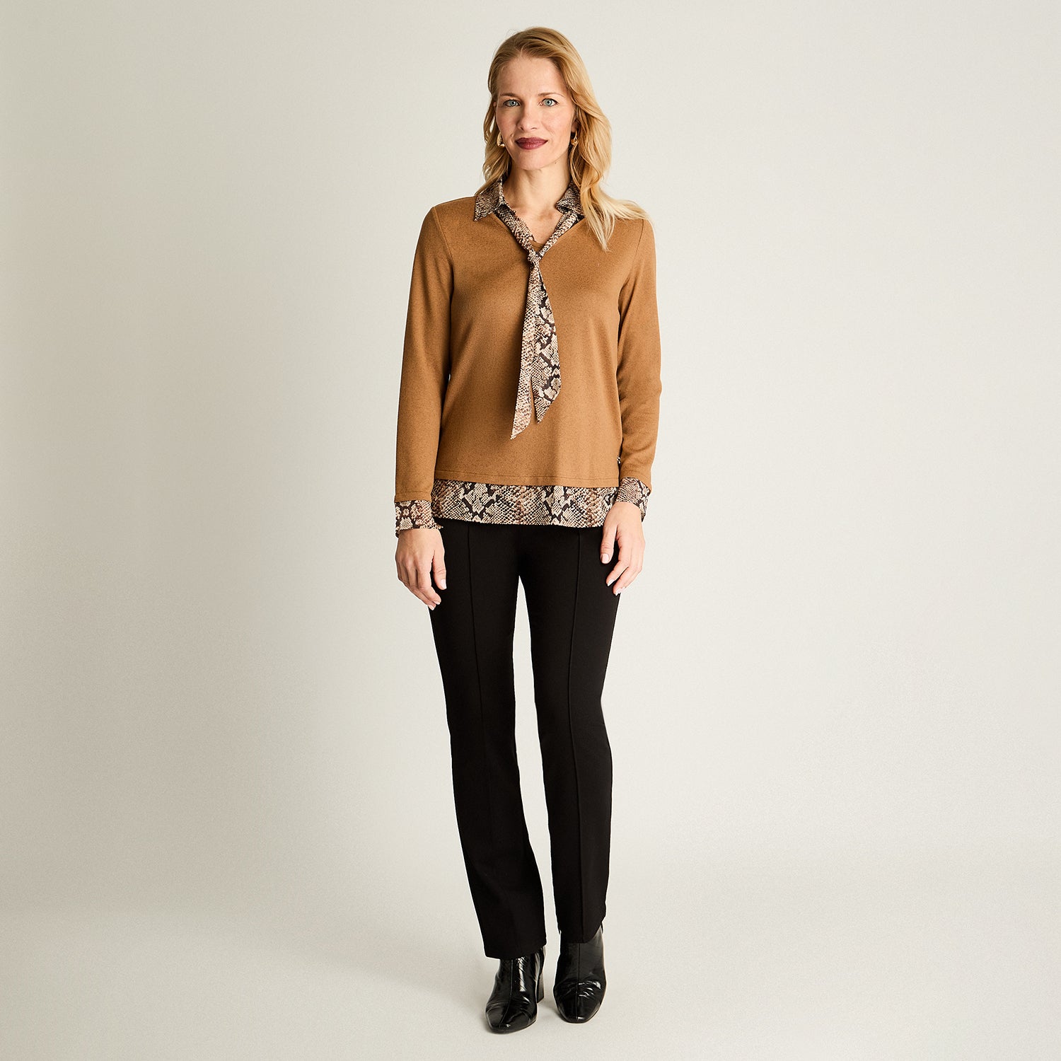 Polera Lanilla Twin Set Pañuelo Camel