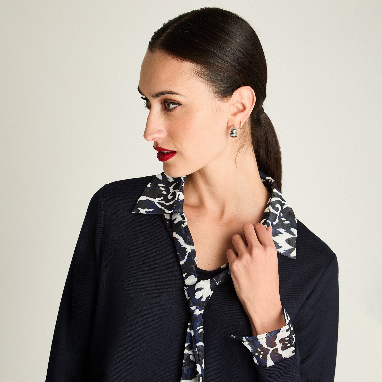 Polera Lanilla Twin Set Pañuelo Azul