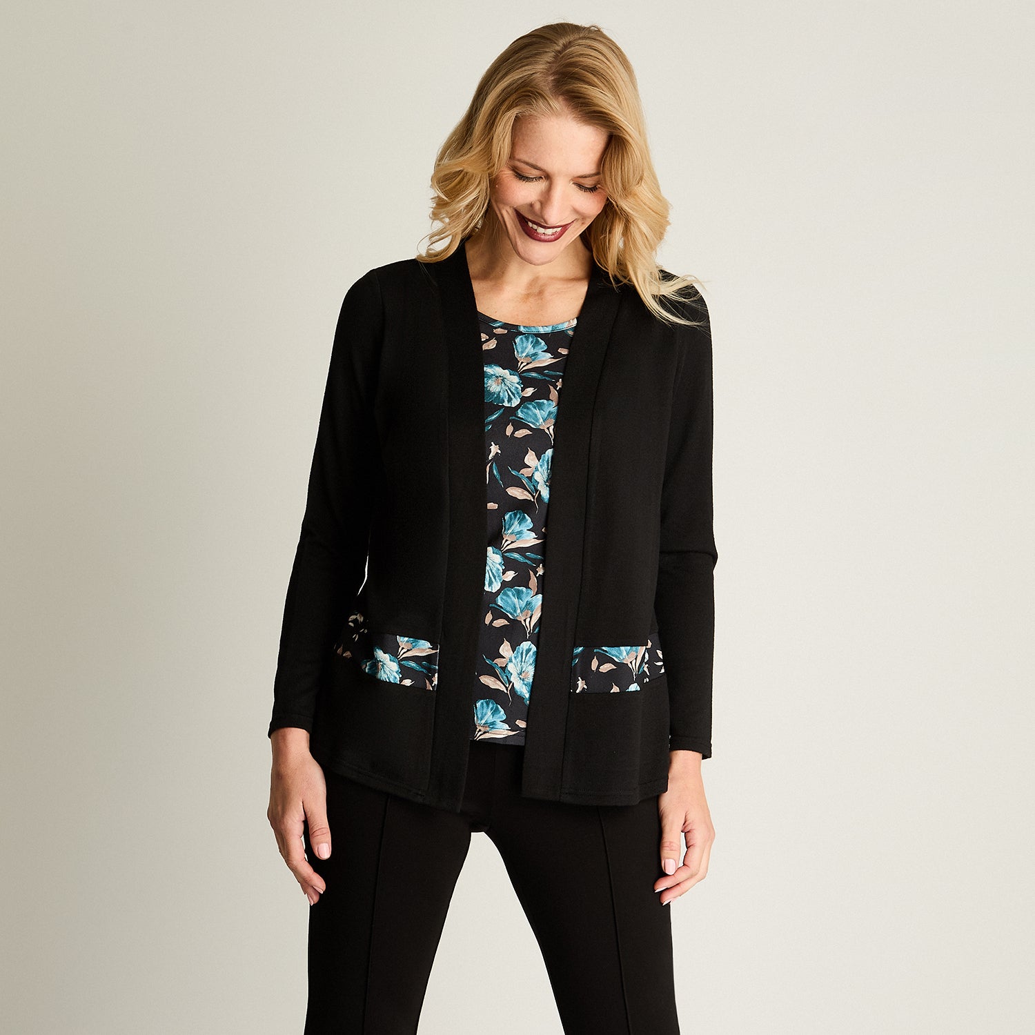 Polera Twin Set Con Tapado De Lanilla Petróleo