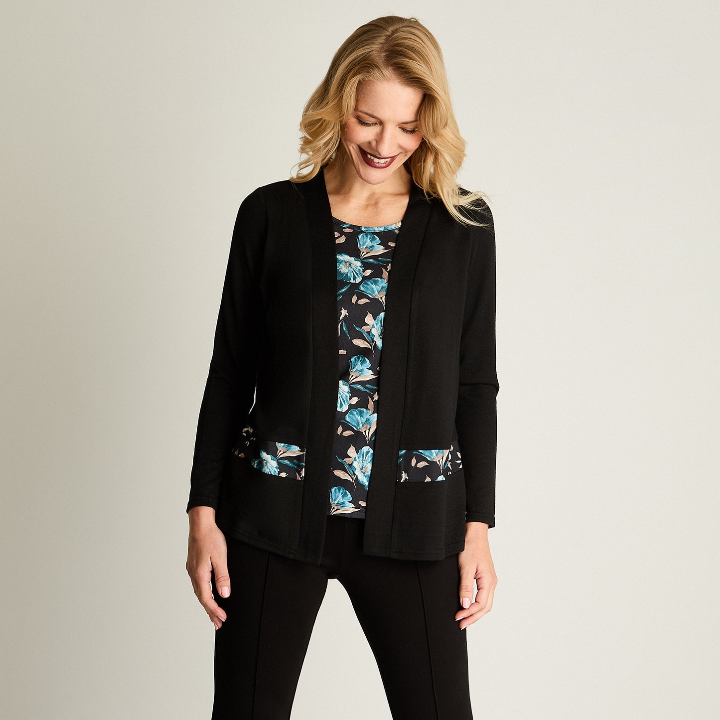Polera Twin Set Con Tapado De Lanilla Petróleo
