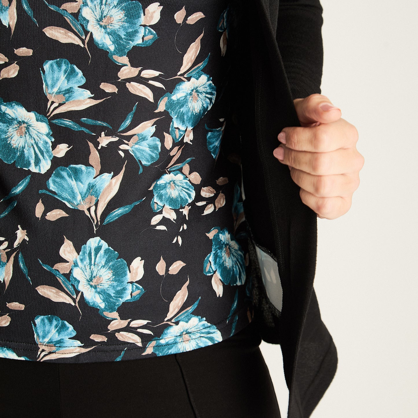 Polera Twin Set Con Tapado De Lanilla Petróleo