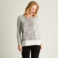 Polera Lanilla Con Aplicación Animal Print Flock Gris