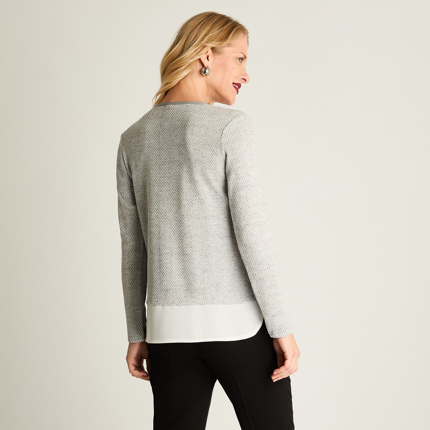 Polera Lanilla Con Aplicación Animal Print Flock Gris