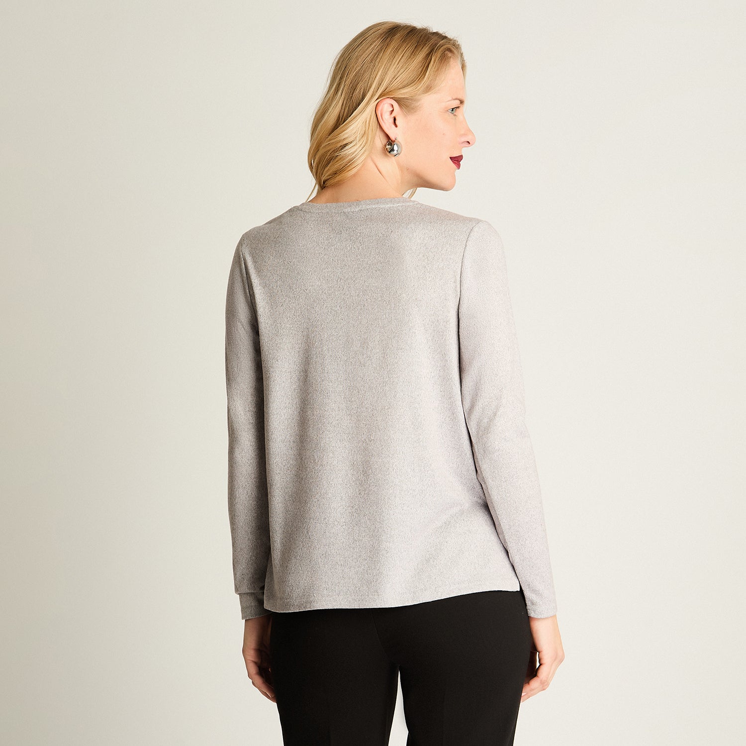 Polera Lanilla Estampada Con Strass Gris
