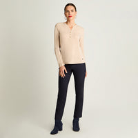 Polera Poliviscosa Flame Cuello Mao Beige Curvi
