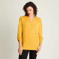 Polera Poliviscosa Flame Cuello Mao Mostaza Curvi