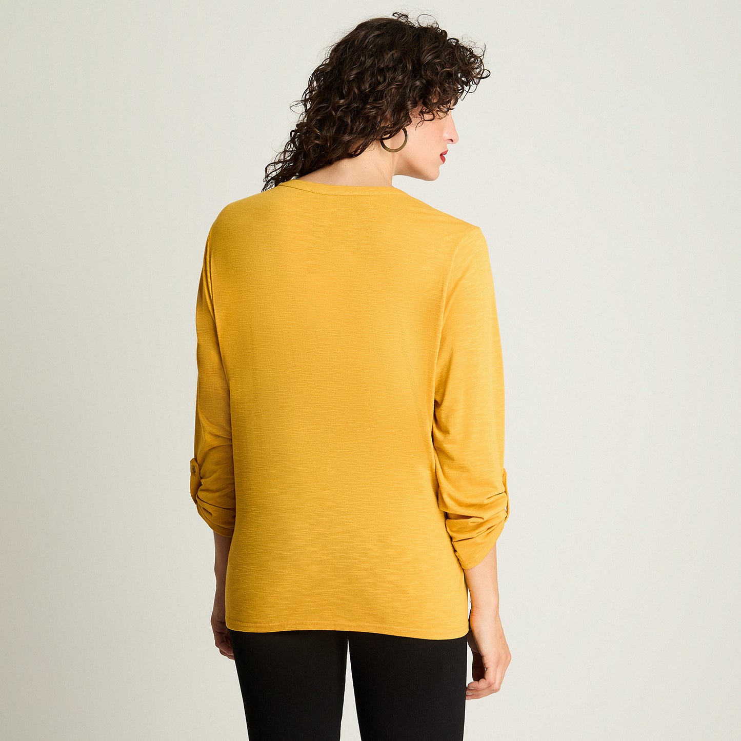 Polera Poliviscosa Flame Cuello Mao Mostaza Curvi