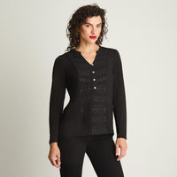 Polera Mix Fabric Negro Curvi