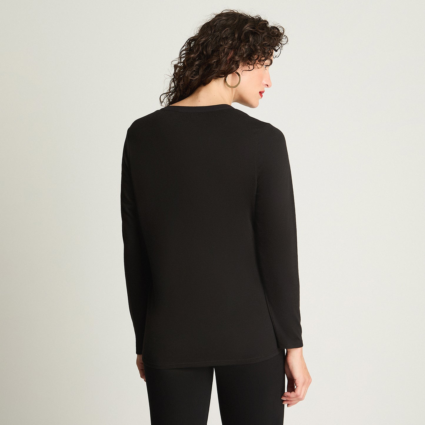 Polera Mix Fabric Negro Curvi