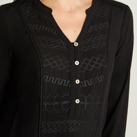 Polera Mix Fabric Negro Curvi