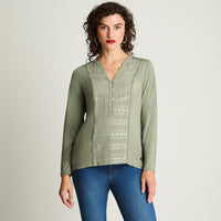 Polera Mix Fabric Verde Curvi