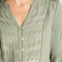 Polera Mix Fabric Verde Curvi