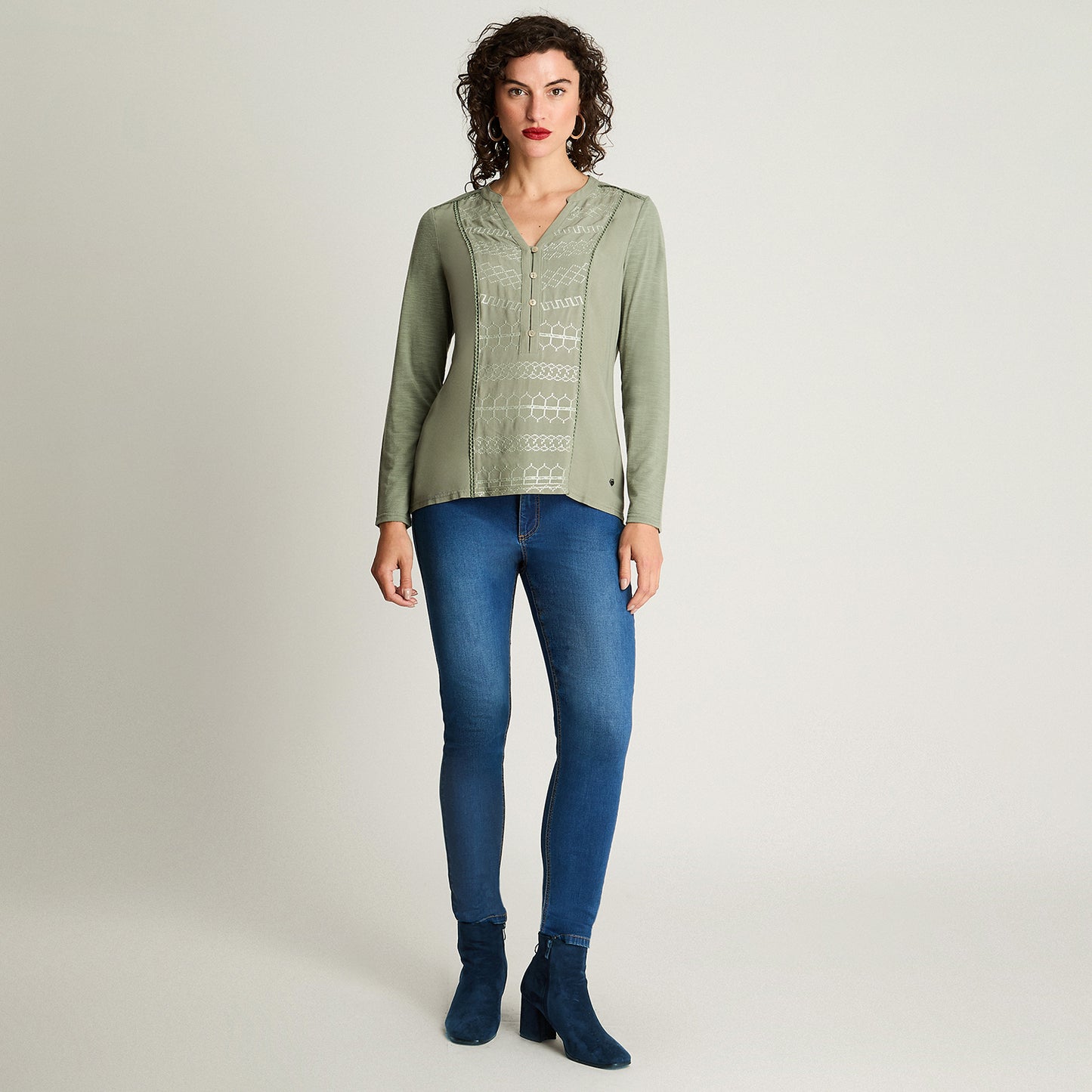 Polera Mix Fabric Verde Curvi