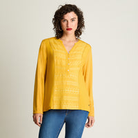 Polera Mix Fabric Mostaza Curvi