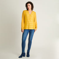 Polera Mix Fabric Mostaza Curvi