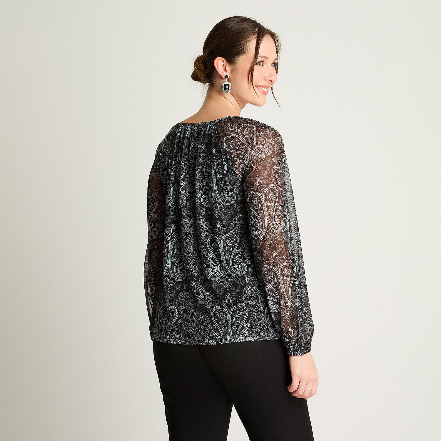 Polera Mesh Print Negro Curvi