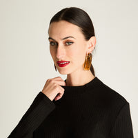 Polera Rib, Cuello Mock Negro