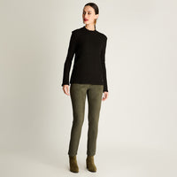 Polera Rib, Cuello Mock Negro