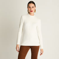 Polera Rib, Cuello Mock Crudo
