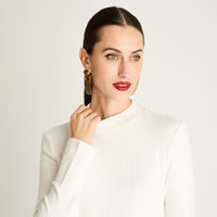 Polera Rib, Cuello Mock Crudo