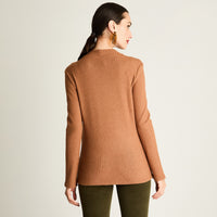 Polera Rib, Cuello Mock Camel