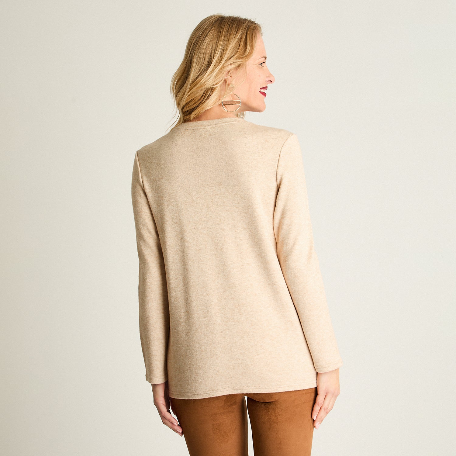 Polera Lanilla Print Focalizado Beige