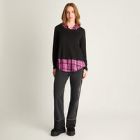 Blusa Fabric Mix Escocesa Negro