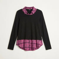 Blusa Fabric Mix Escocesa Negro en plano
