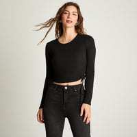 Polera Manga Larga Recogida Negro Acuarela