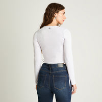 Polera Manga Larga Recogida Blanco Acuarela