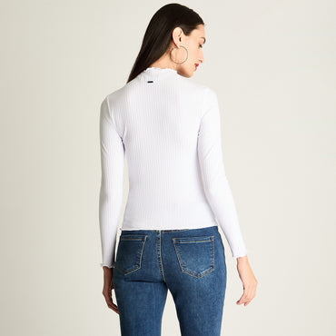 Polera Cuello Roule Manga Larga Basica Blanco