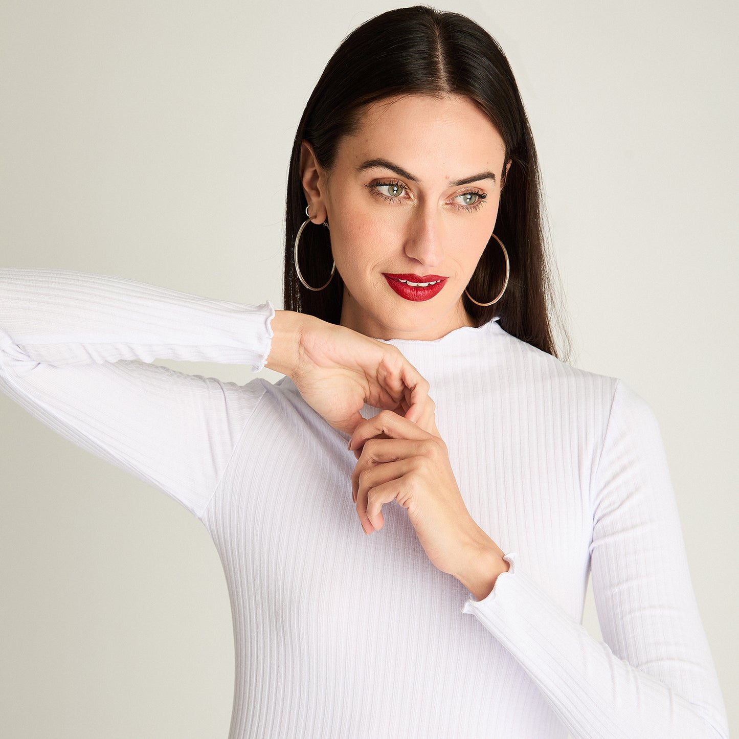 Polera Cuello Roule Manga Larga Basica Blanco