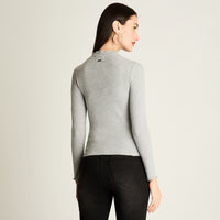 Polera Cuello Roule Manga Larga Basica Gris